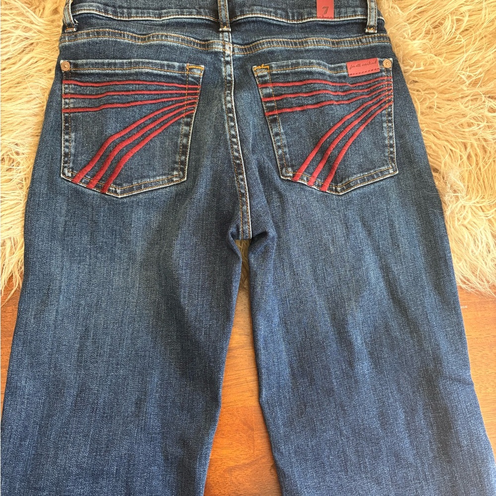 7 For All Mankind Blue Jeans with Red Accents